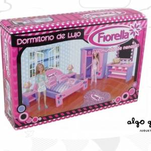 JUEGO DORMITORIO LUJO PARA MUÑECA FIORELLA art.80747