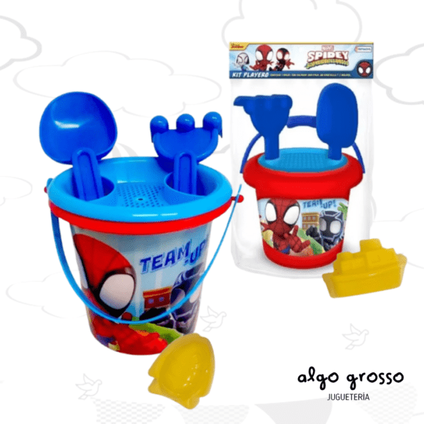 KIT PLAYERO SPIDEY BALDE + PALA + RASTRILLO + MOLDES art.VSP03297