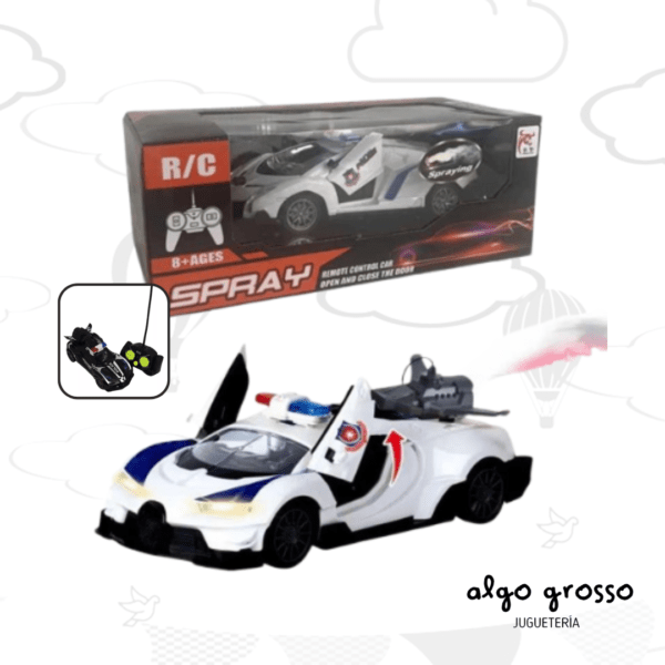 AUTO POLICIA RADIO CONTROL CON LANZA HUMO SPRAY art.RD22