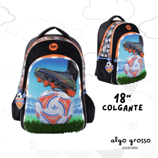 MOCHILA COLGANTE 18" FOOTY LED "BOTIN FUTBOL" NEGRA art.F5363