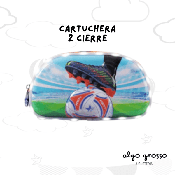 CARTUCHERA FOOTY LED "FUTBOL" NARANJA - 2 CIERRES art.F53062