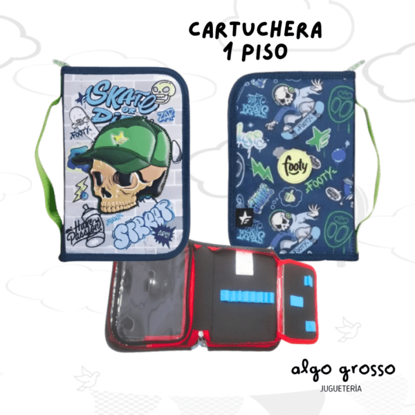 CARTUCHERA FOOTY DESPLEGABLE "CALAVERA" VERDE art.F53074