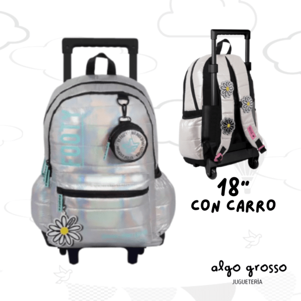 MOCHILA CARRO 18" FOOTY "PLATEADO" art.F6031