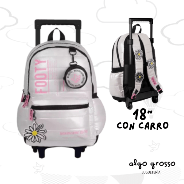 MOCHILA CARRO 18" FOOTY  "BLANCO PLATA" art.F6031