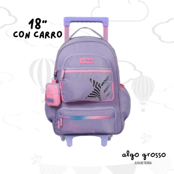 MOCHILA CARRO 18" FOOTY "BIG KIDS MULTIPOCKET" LILA-ROSA art.F6041