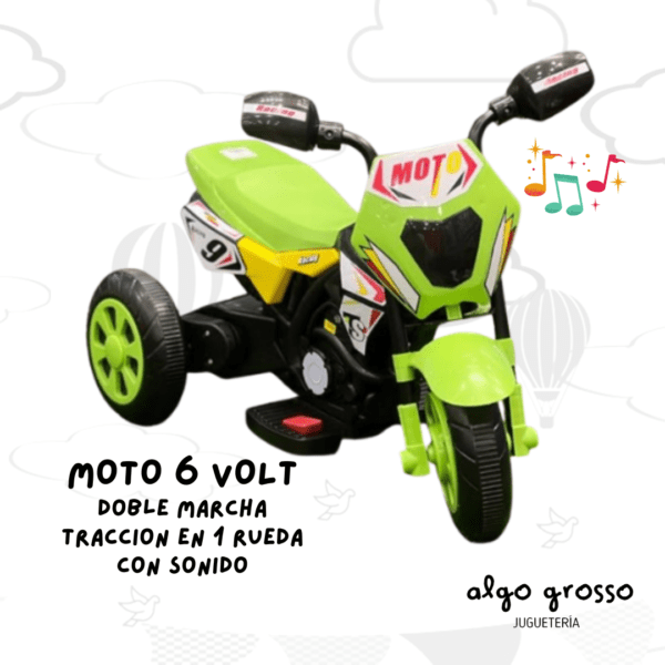 MOTO CROSS 6V MODELO CHICO DE 3 RUEDAS - CON SONIDO art.3010114