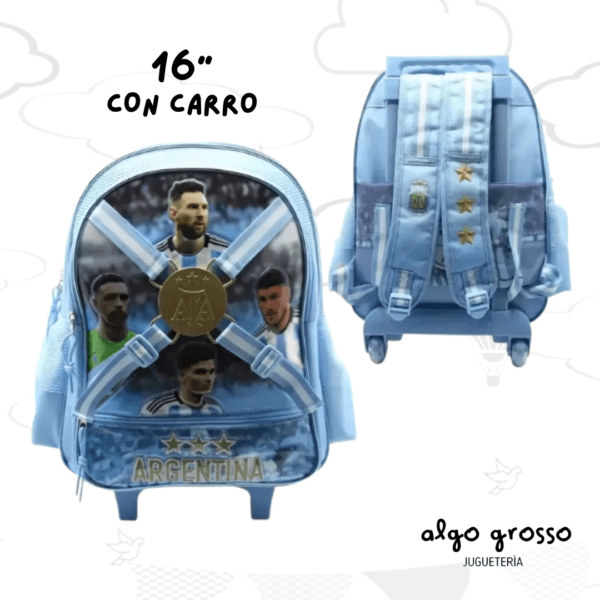 MOCHILA CON CARRO 16" AFA SELECCION MEDALLA + STICKERS  art.AF115