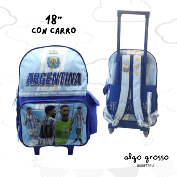 MOCHILA CON CARRO 18" AFA SELECCION + STICKERS  art.AF119