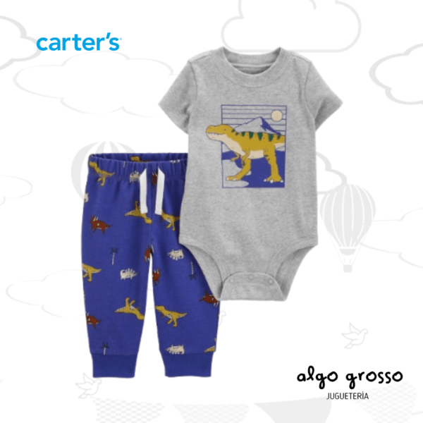 SET 2 PIEZAS BODY MANGAS CORTAS Y PANTALON DINOSAURIO - TALLE 24M art.1R024510