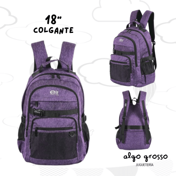 MOCHILA ELF COLGANTE 18" VIOLETA 5 CIERRES art.3663A