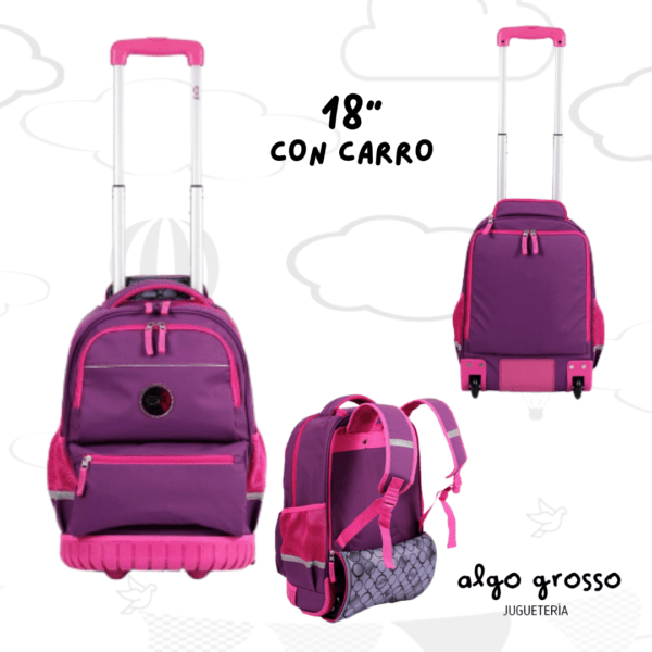 MOCHILA ELF CON CARRO 18" - BASE DE GOMA 4 CIERRES art.6447A