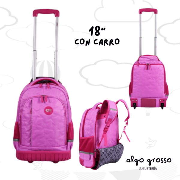 MOCHILA ELF CON CARRO 18" VIOLETA - BASE DE GOMA 3 CIERRES art.6450A