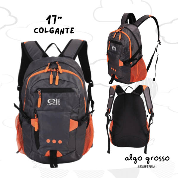 MOCHILA ELF COLGANTE 17" DEPORTIVA NARANJA art.3637B