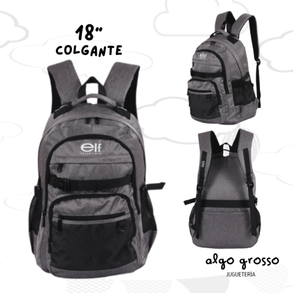 MOCHILA ELF COLGANTE 18" GRIS 5 CIERRES art.3663B