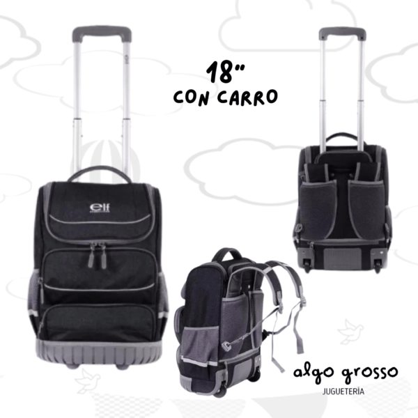 MOCHILA ELF CON CARRO 18"  BASE DE GOMA 4 CIERRES art.6444B