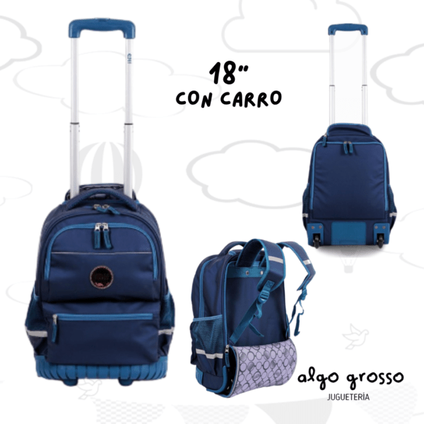 MOCHILA ELF CON CARRO 18" - BASE DE GOMA 4 CIERRES art.6447B