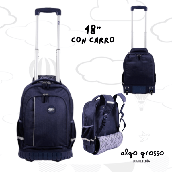 MOCHILA ELF CON CARRO 18" BASE DE GOMA 3 CIERRES art.6450B