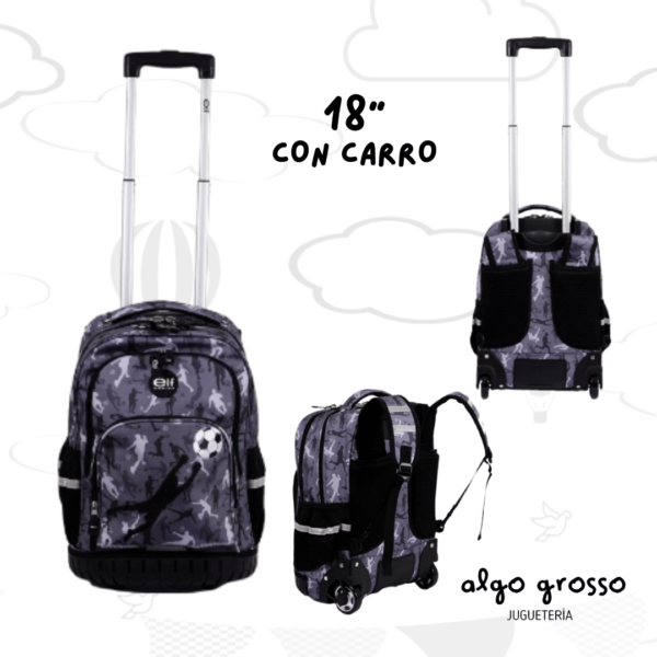 MOCHILA ELF CON CARRO 18" FUTBOL - BASE DE GOMA 4 CIERRES art.6452B