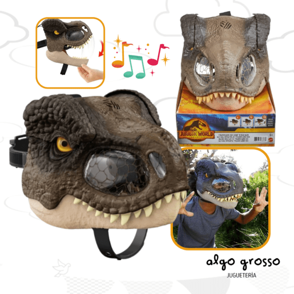 JURASSIC WORLD MASCARA TIRANOSAURIO REX CON MOVIMIENTO Y SONIDO art.GWD71