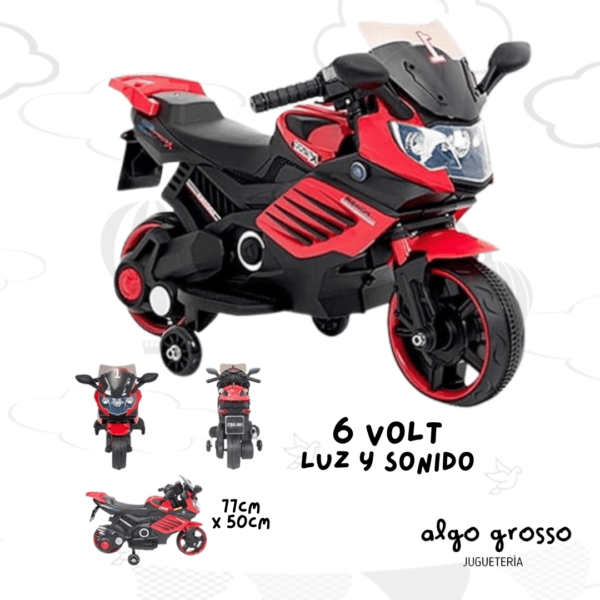 MOTO TIPO CARRERA 2 RUEDAS - A BATERIA 6VOLT art.5024/5012