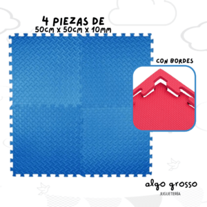PISO GOMA EVA 4 PIEZAS  CON BORDES 50X50X8MM COLORES art.93600