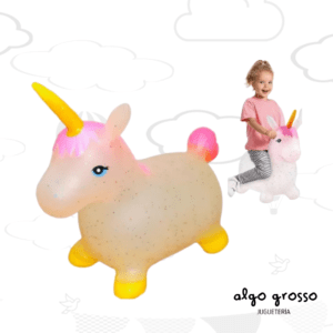 UNICORNIO SALTARIN TRANSPARENTE CON BRILLOS art.56108