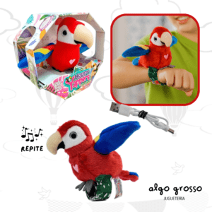 HAPPY YAPPERS LORO ROJO QUE REPITE CON MOVIMIENTO -  PULSERA DE PELUCHE art.IK0733