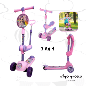 MONOPATIN UNICORNIO TINY 3EN1 RUEDAS CON LUZ art.12287
