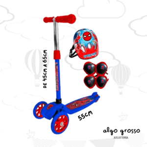 MONOPATIN SPIDERMAN PLEGABLE + SET DE PROTECCION art.12203