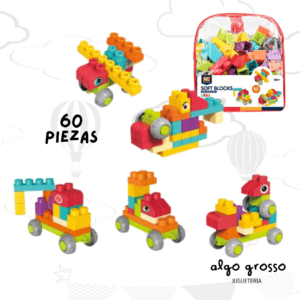 BLOQUES DIDACTICOS DE SILICONA 60 PIEZAS CON MOCHILA art.CU32