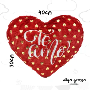 CORAZON ALMOHADON DE PELUCHE - FRASE TE AMO CON DORADO art.2720