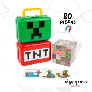 MINECRAFT CUBOS MAGNETICOS - ESTUCHE PLASTICO - 80 PIEZAS art.L001-25