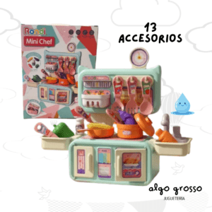 RONDI MINI CHEF CELESTE COCINA CON ACCESORIOS + SISTEMA AGUA art.9331