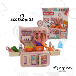RONDI MINI CHEF ROSA COCINA CON ACCESORIOS + SISTEMA AGUA art.9345