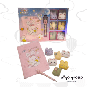 DIARIO DE PELUCHE CON LAPICERA + 6 LLAVEROS art.7277