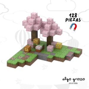 CUBOS MAGNETICOS MINECRAFT  PARQUE DE LOS CEREZOS 128 PIEZAS art.T068