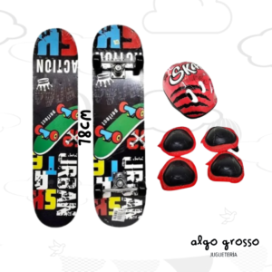 SKATE CON SET DE PROTECCION + BOLSO art.12293