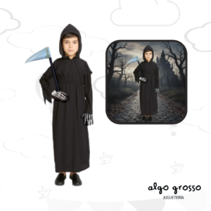 DISFRAZ HALLOWEEN LA PARCA CON GUADAÑA TALLE 2 art.CAD1454