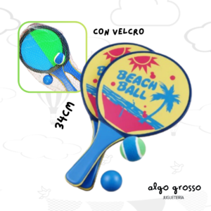 PALETA CON VELCRO 2EN1 MADERA + 2PELOTAS art.ANKW548